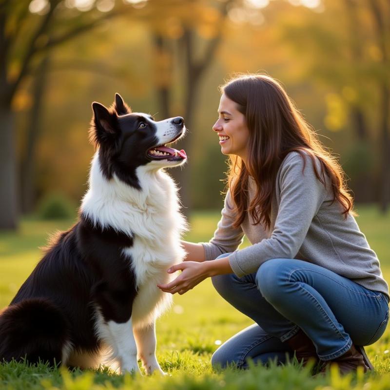 Owner and Border Collie Bonding Through Training