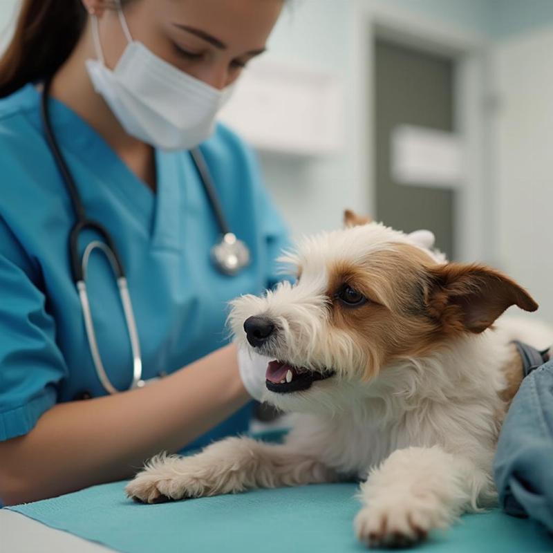 Parsons Terrier at Vet Checkup