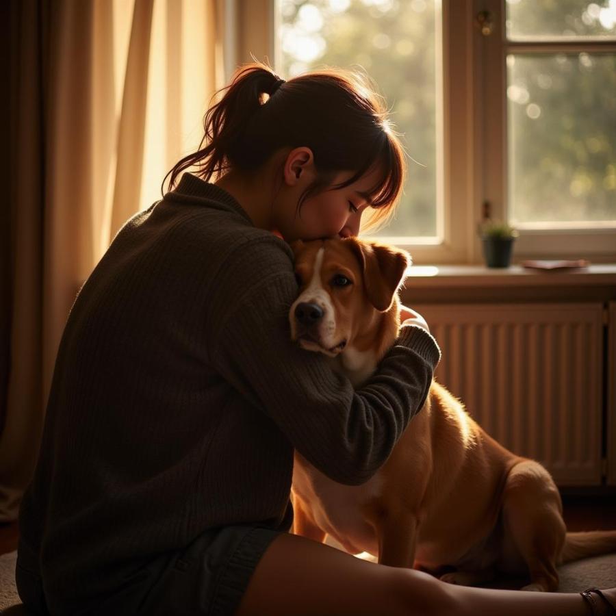 Comforting Dog Hug After Pet Loss