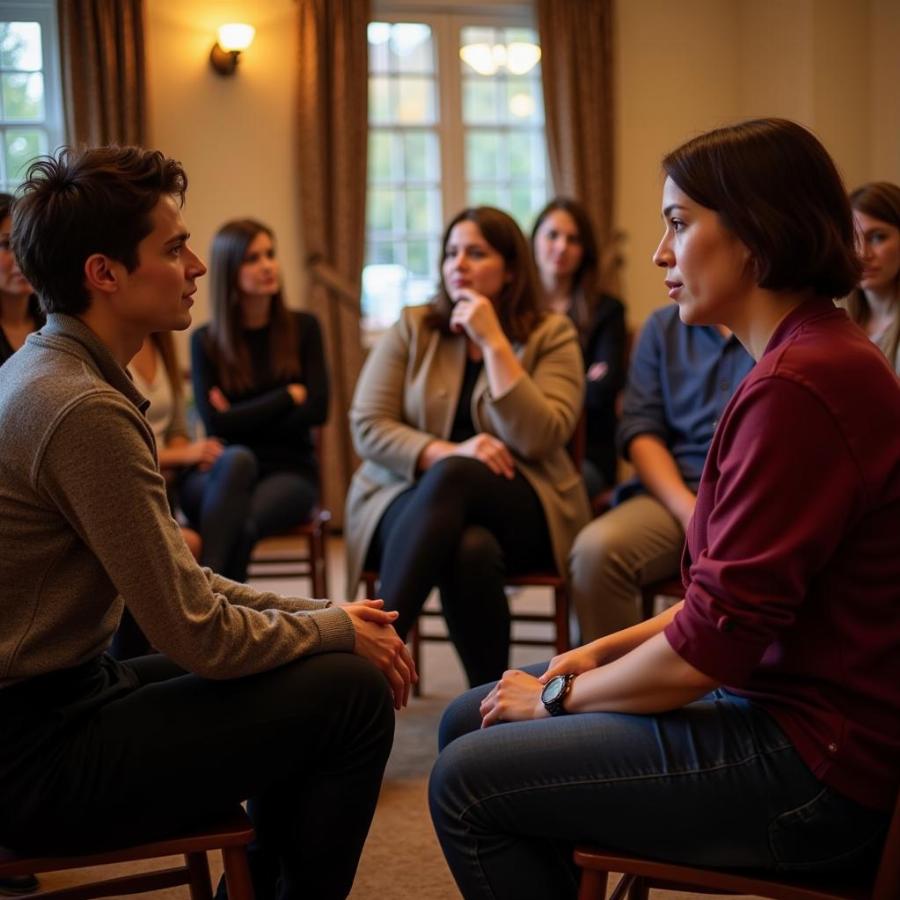 People comforting each other in a pet loss grief support group