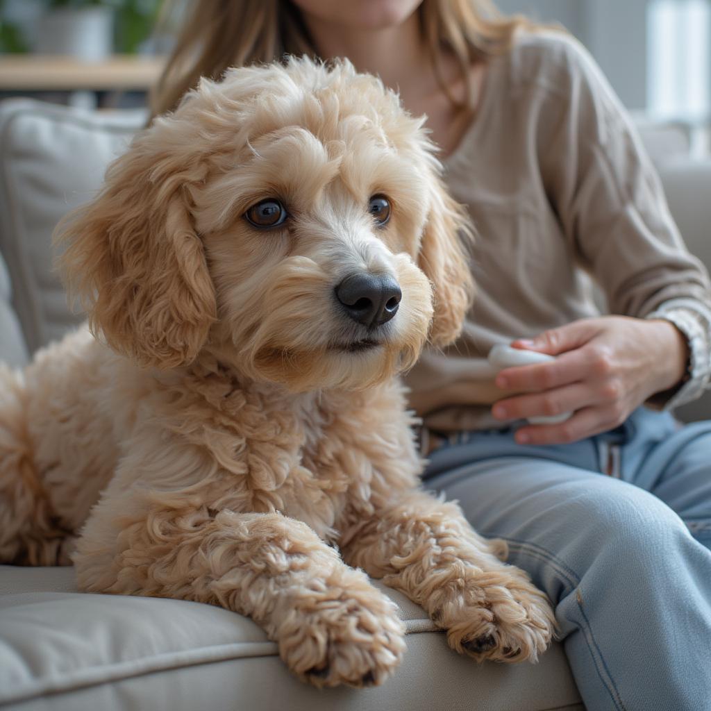 Poodle providing companionship to a person with epilepsy