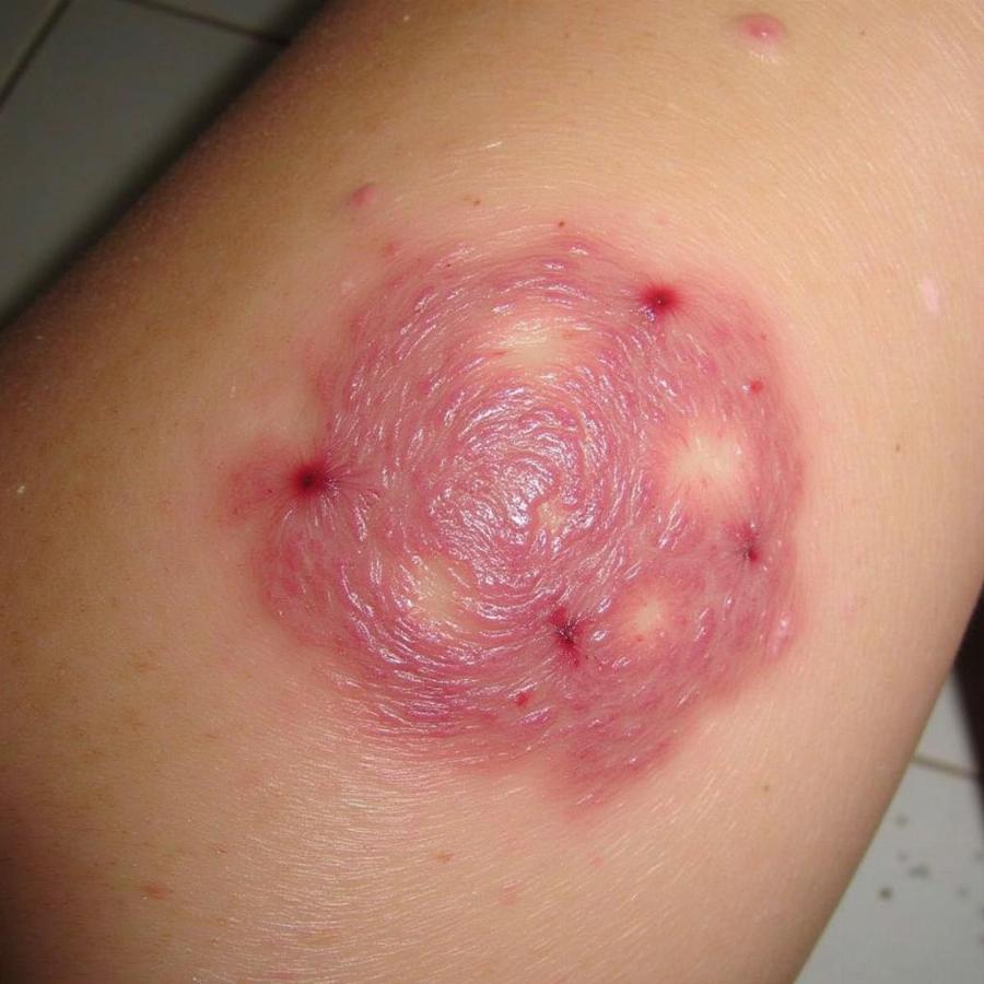 Close-up of ringworm on puppy skin