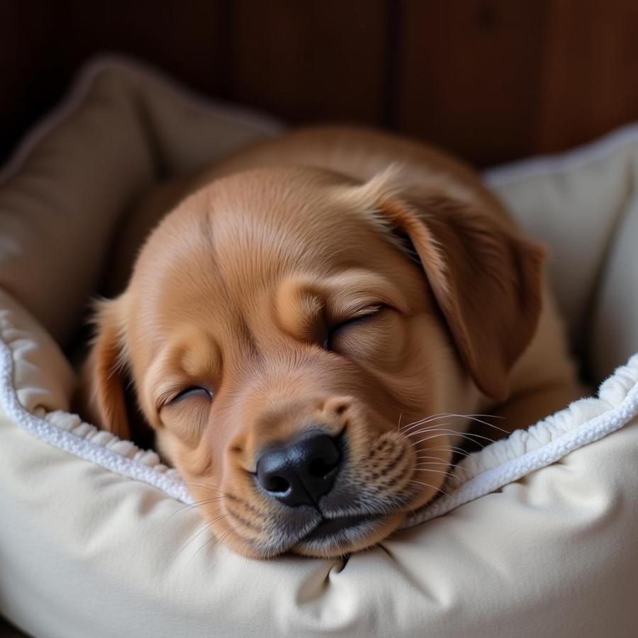 Puppy Sleeping Soundly in its Bed