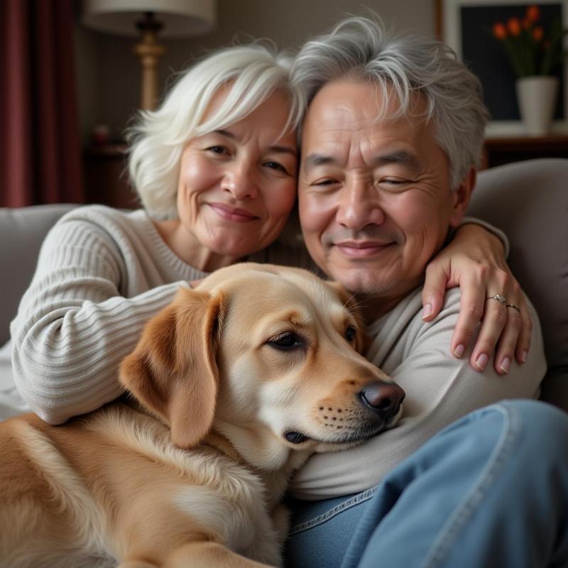 Senior Dog and Owner Cuddling