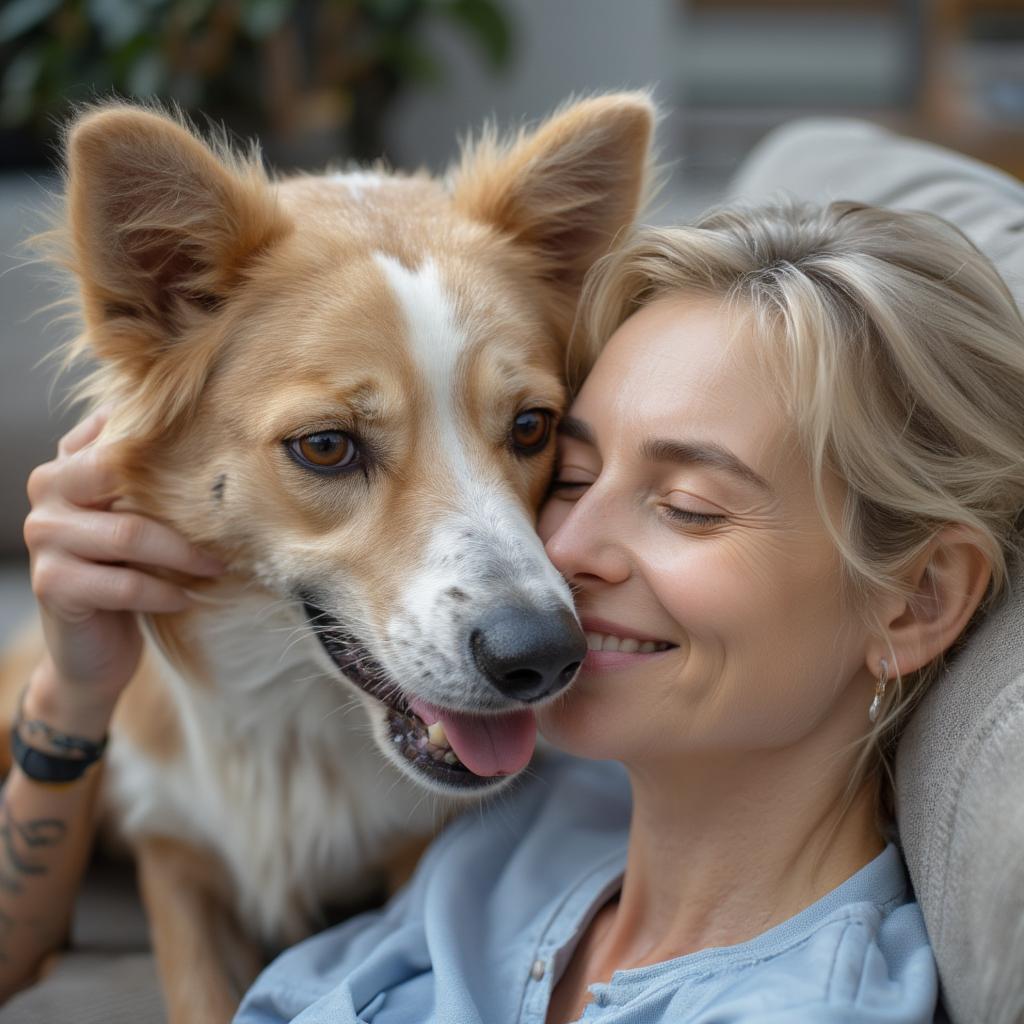 Senior Dog and Owner Sharing a Loving Moment