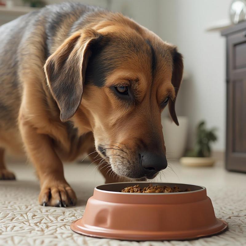 Senior Dog Eating from Bowl