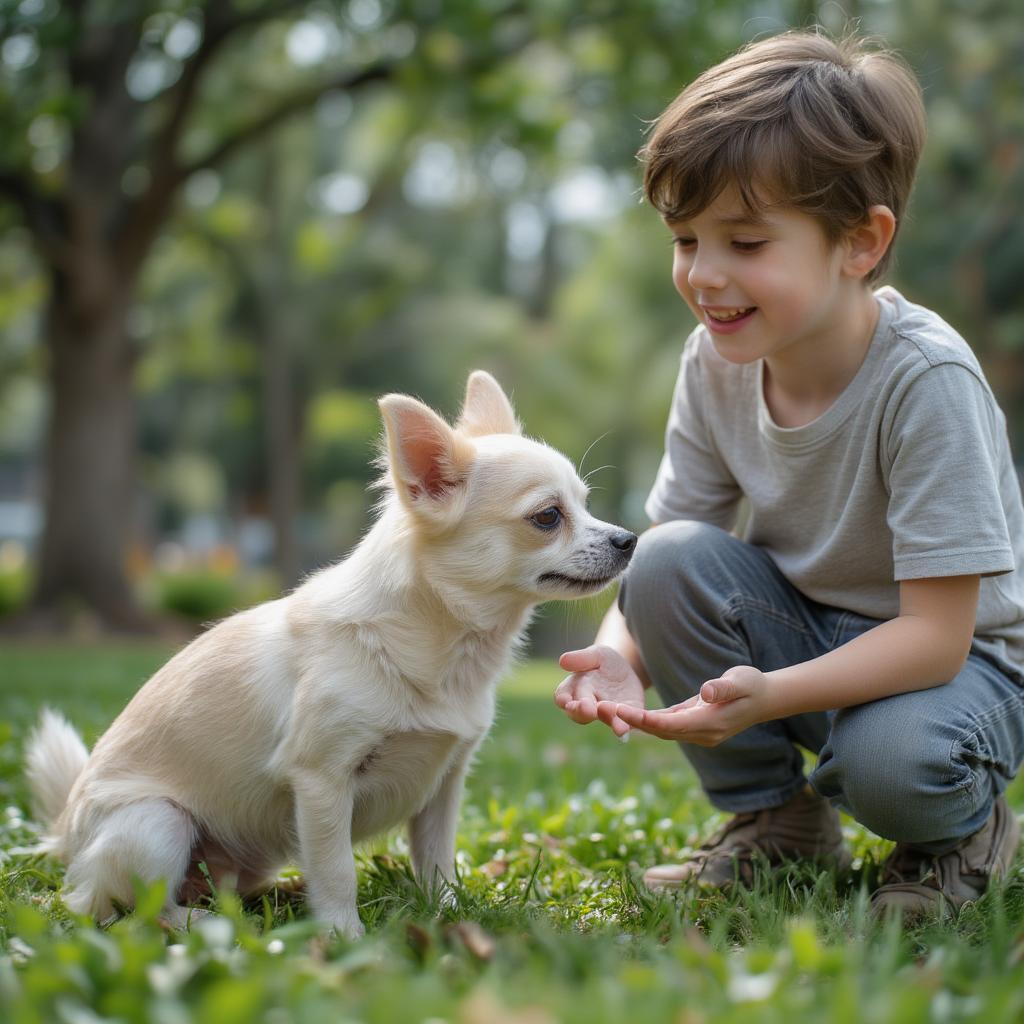 Senior Dog Performing the Touch Trick