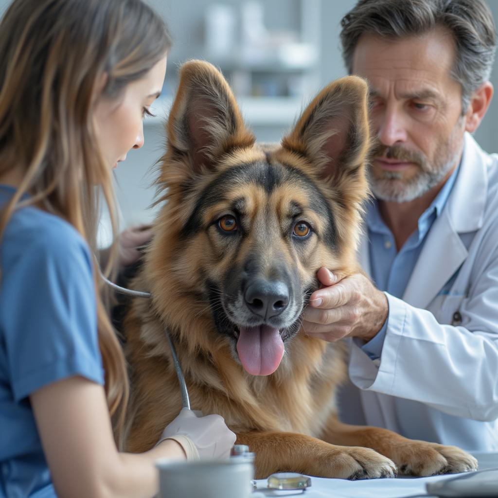 Senior German Shepherd Vet Checkup