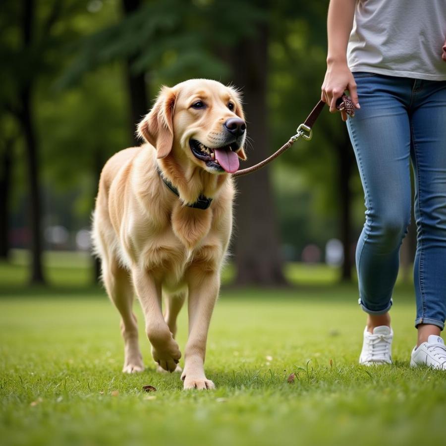 Senior Large Breed Dog Enjoying a Gentle Walk in the Park