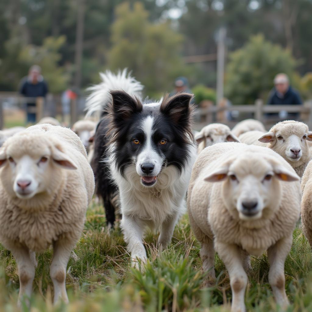 Border Collie Competing in Sheepdog Trials