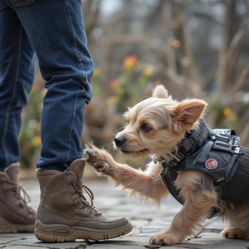 Small Service Dog Alerting Owner