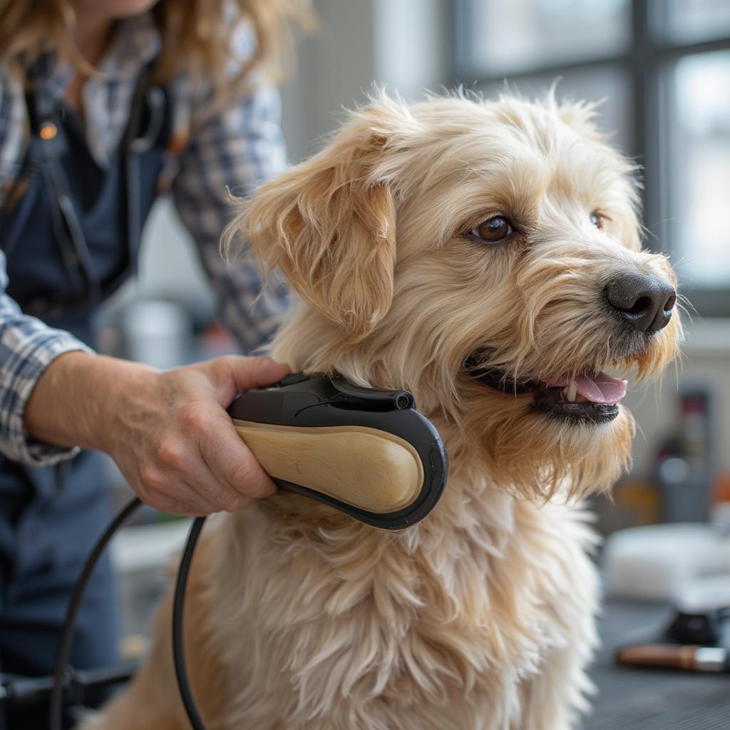 Soft Coated Wheaten Terrier Getting Groomed