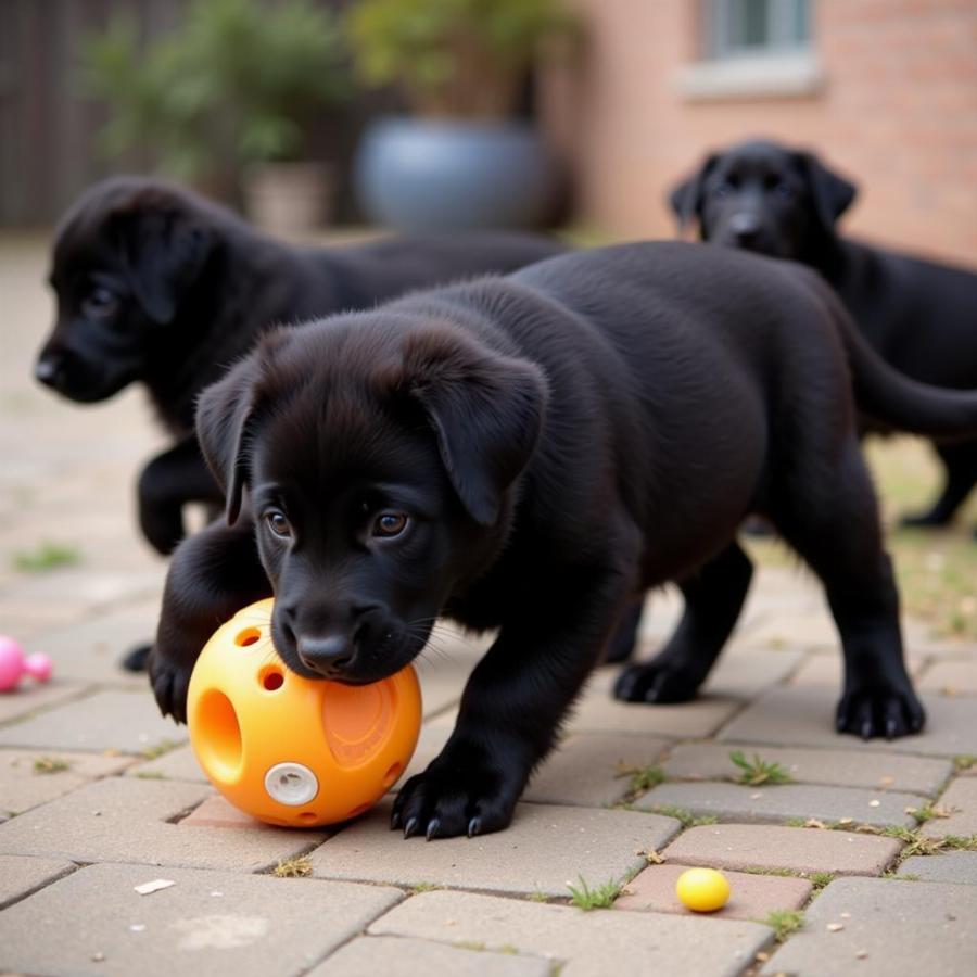 Playful Solid Black German Shepherd Puppy Exploring