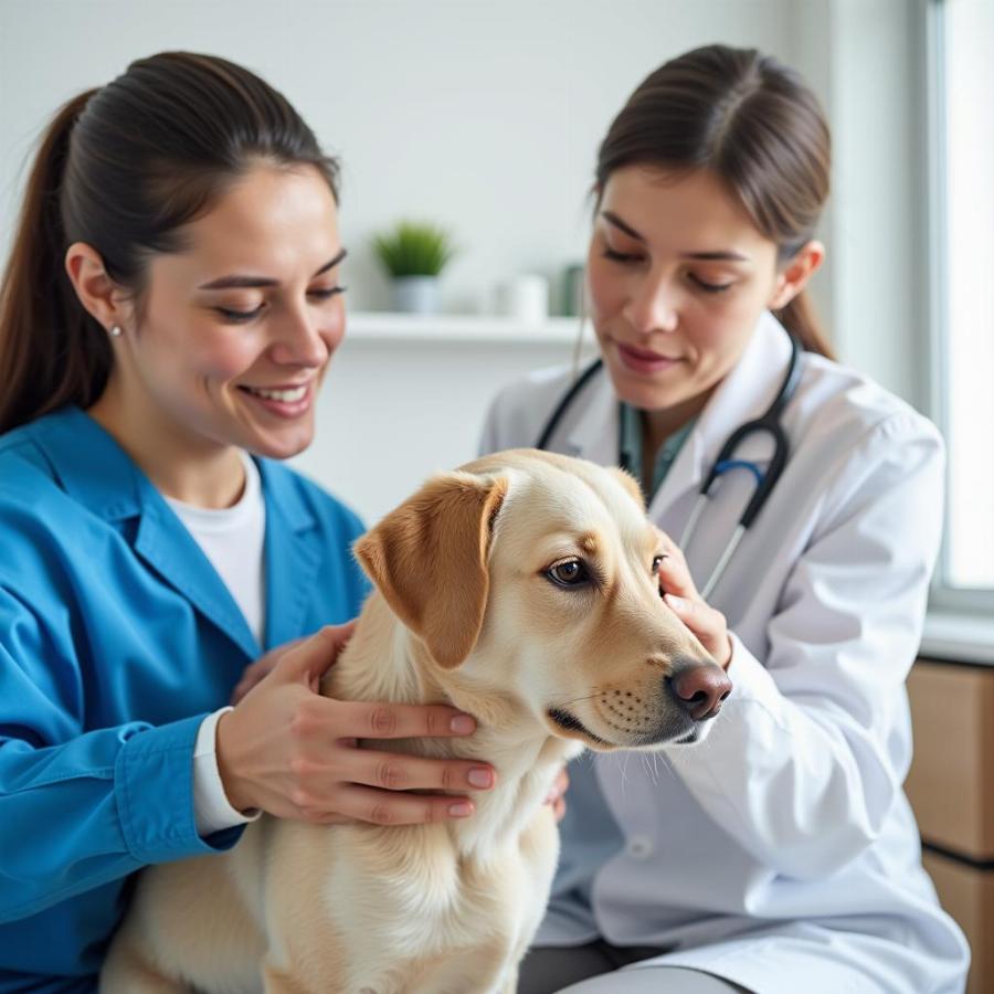 Veterinarian Examining a Dog