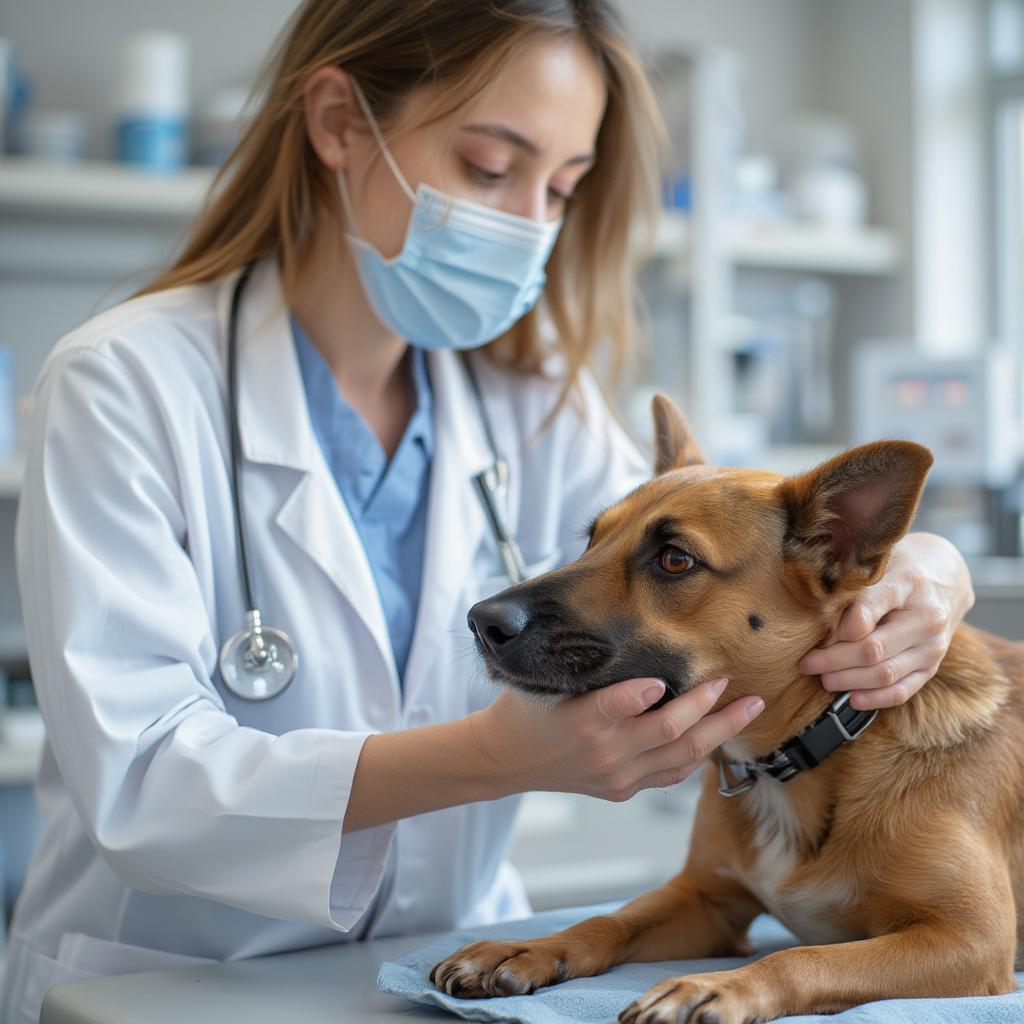 Veterinarian Examining a Dog