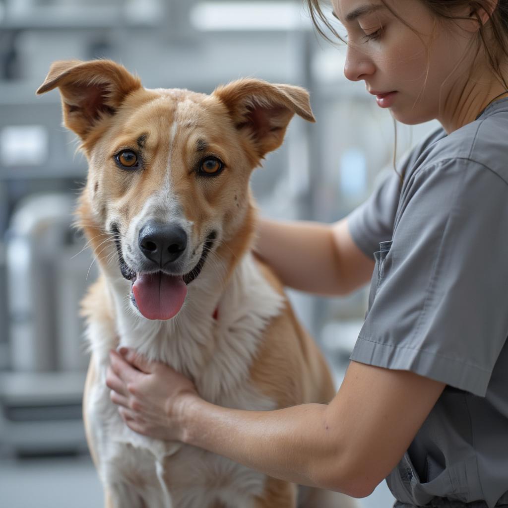 Veterinarian Checking Dog's Digestive Health