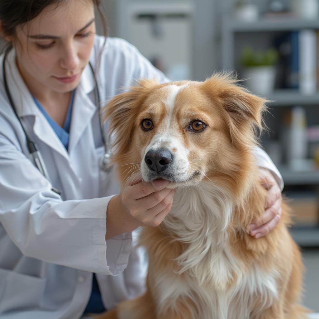 Veterinarian Examining Dog