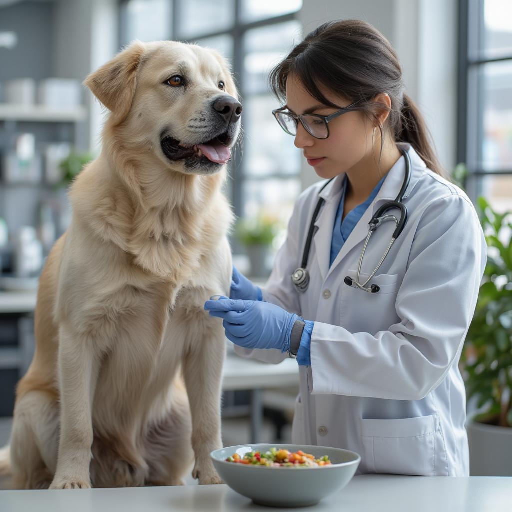 Veterinarian Examining a Large Breed Dog