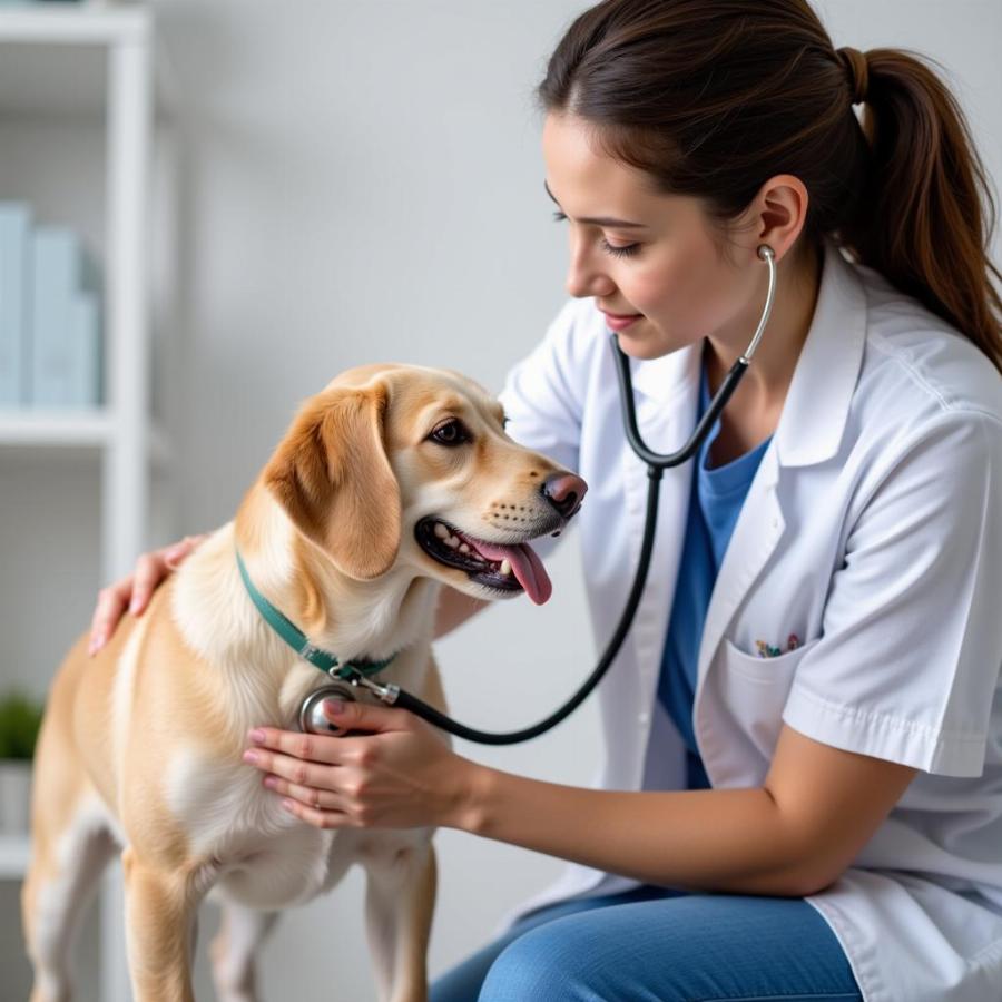 Veterinarian Examining Dog for Addison's Disease Symptoms