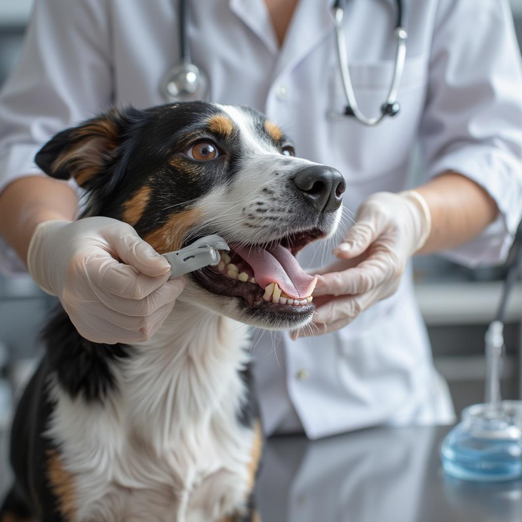 Veterinarian Examining Dog's Teeth