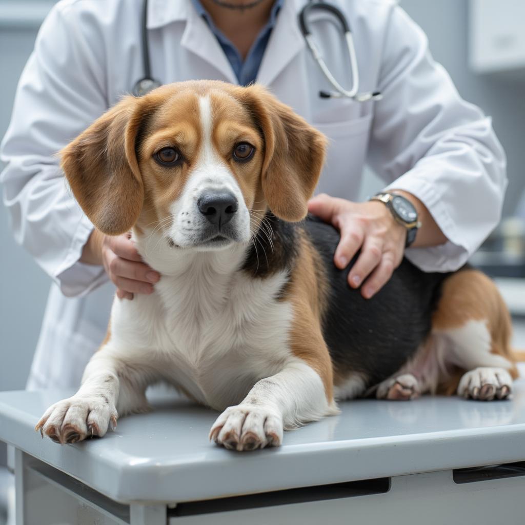 Veterinarian Examining Dog with Digestive Problems