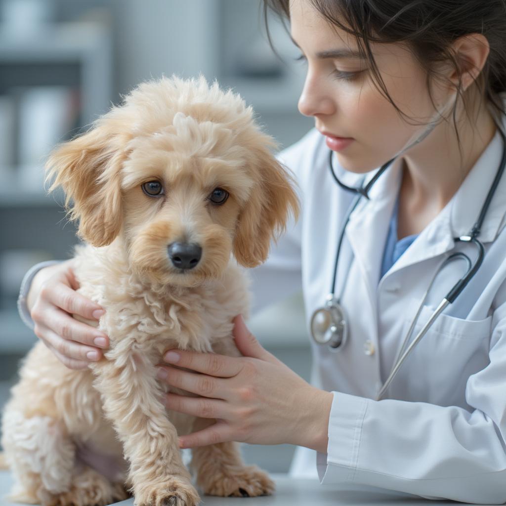 Veterinarian Checking a Poodle for Allergies