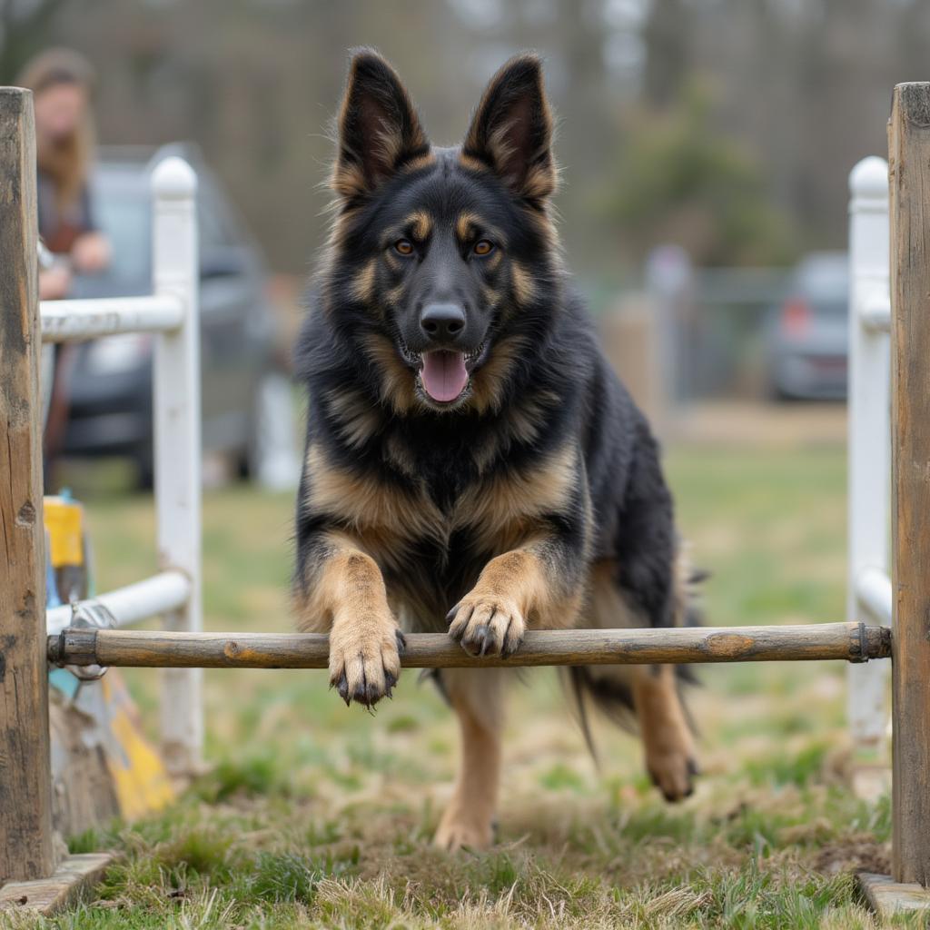 West German Working Line German Shepherd showcasing its agility and focus during Schutzhund training