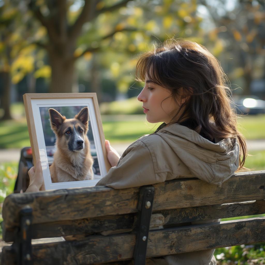 Woman Remembering Her Dog