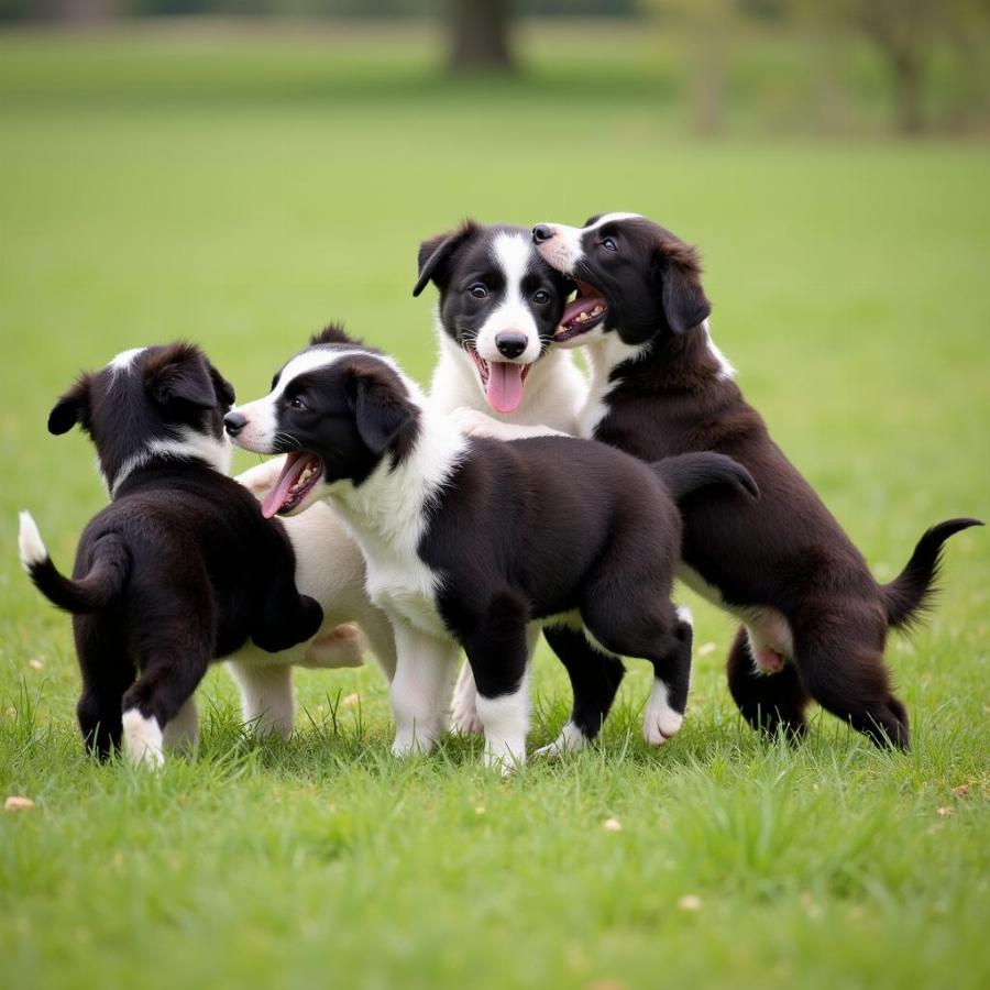 Working Border Collie Puppies Playing