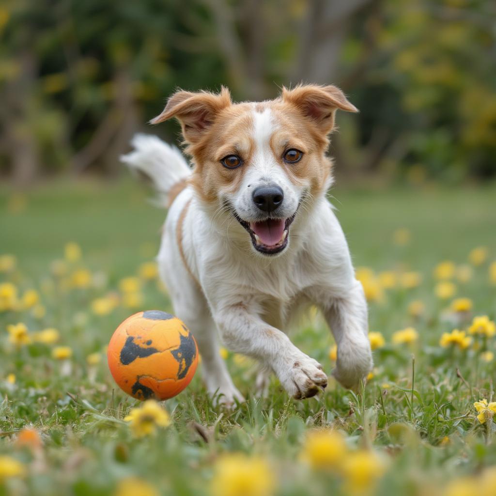 Working Parson Russell Terrier Playing Fetch