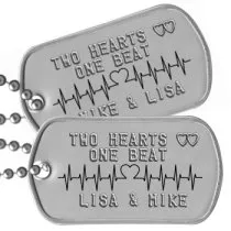 2 Hearts 1 Beat Boyfriend Dog Tags - TWO HEARTS ♡♡ ONE BEAT LISA & MIKE