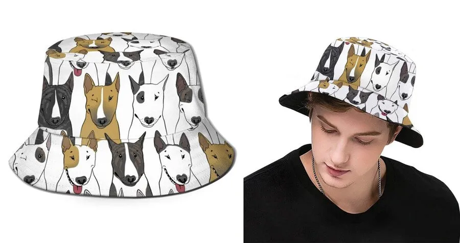 A cutest English Bull Terrier bucket hat.