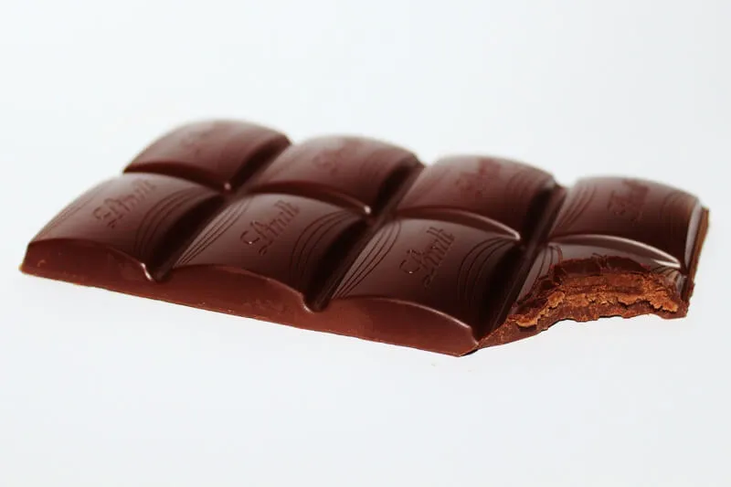 A delicious chocolate bar with a 'No Dogs' sign, highlighting why dogs shouldn't eat chocolate.