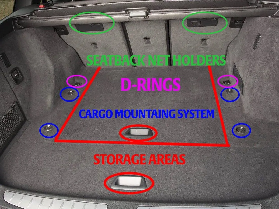 A detailed view of a canvas back seat dog cover with multiple cutouts for car features.