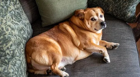 A dog lying on its side, appearing lethargic