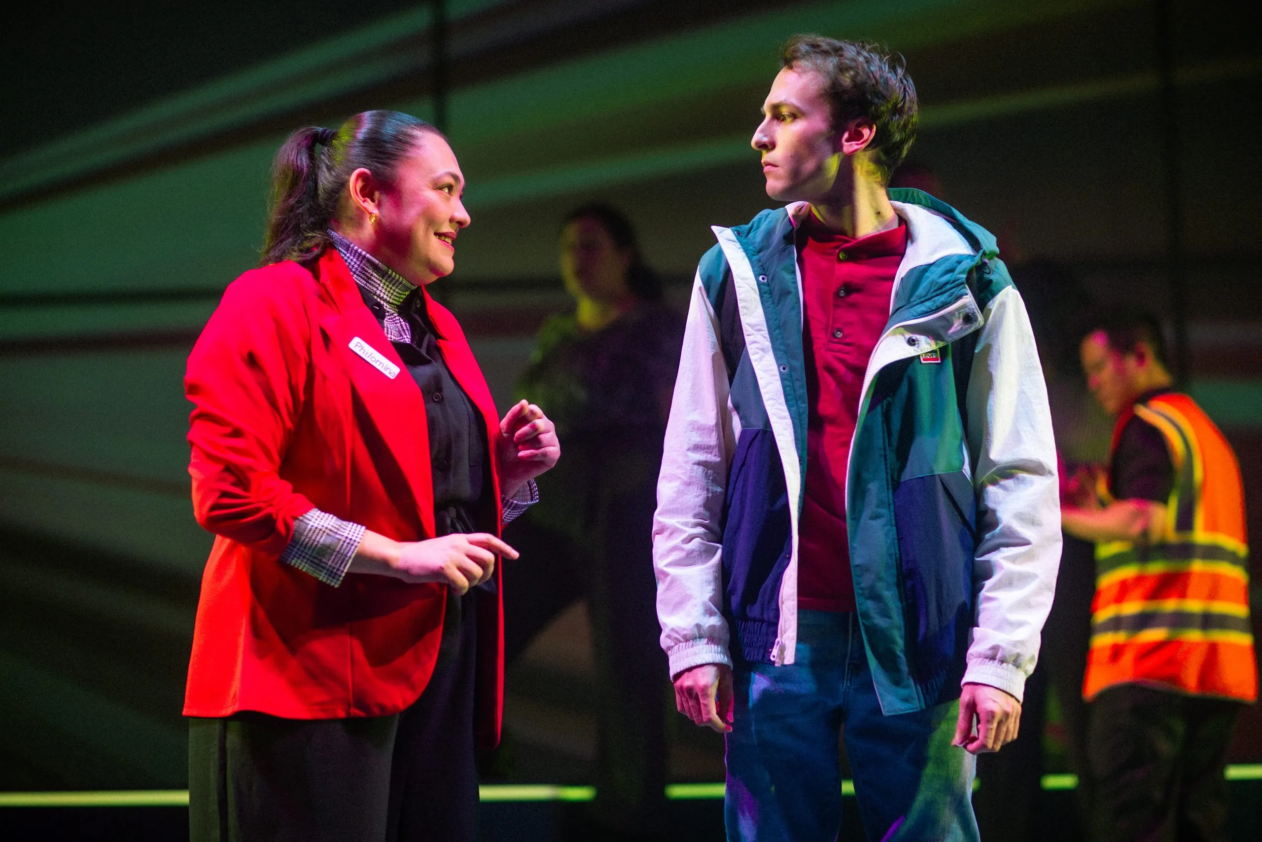 A stranger (Renee Rogoff) gives Christopher (Brendan Looney) directions