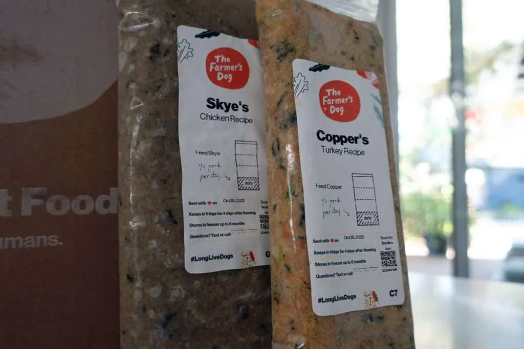 A variety of The Farmer's Dog meals in their packaging