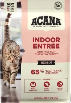 Acana Indoor Entree with Free-Run Chicken &amp; Turkey Adult Dry Cat Food packaging