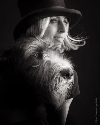 Alex Riva with his beloved Irish Wolfhounds