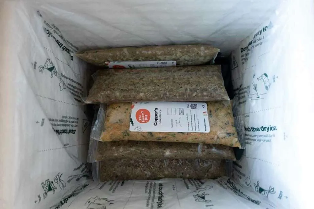 An example of The Farmer's Dog meal packaging with clear ingredient information