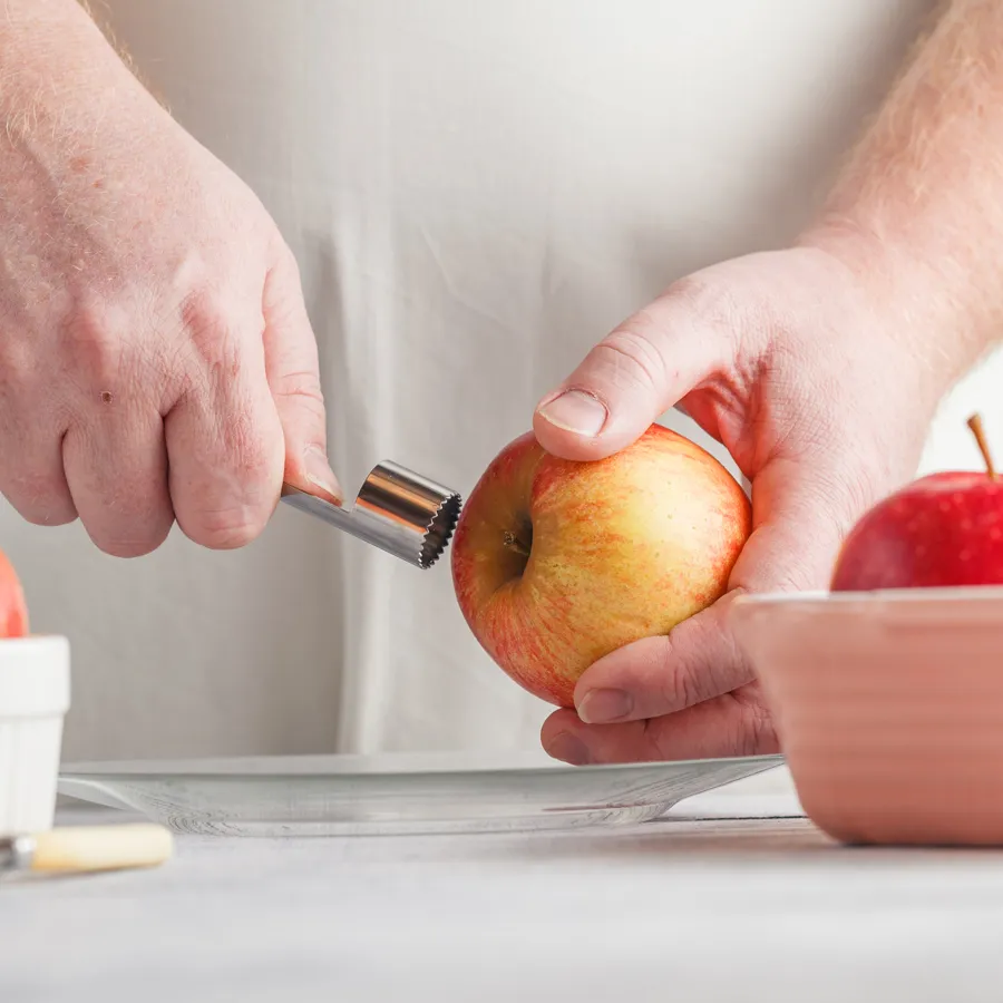 Apple core with seeds, emphasizing the danger of cyanide for dogs