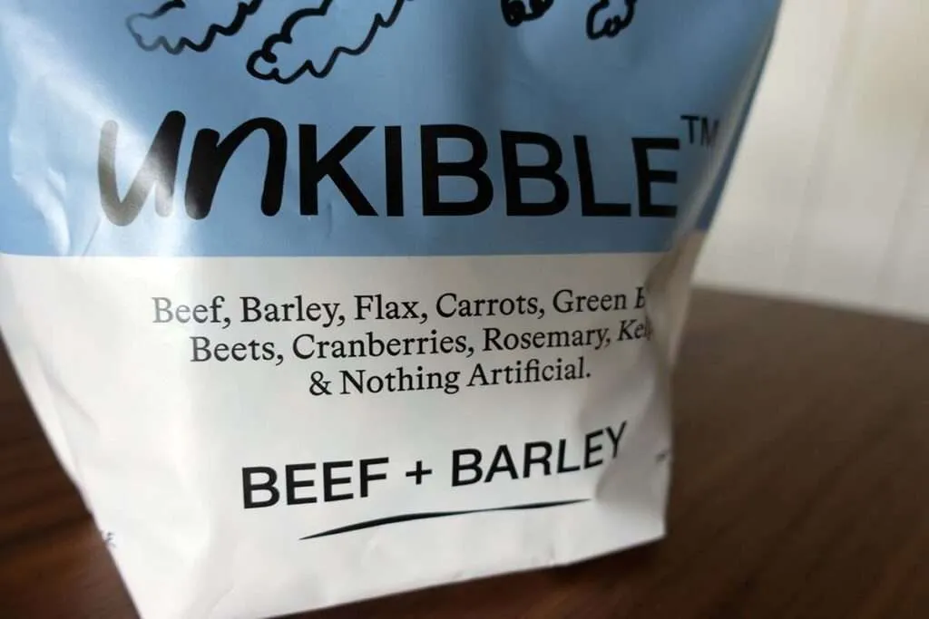 Bag of UnKibble dog food