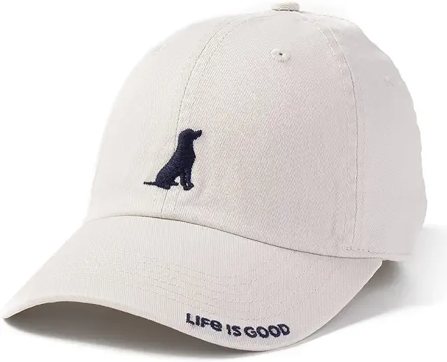 Baseball Cap with Stitched Dog and &quot;Life is Good&quot; Saying