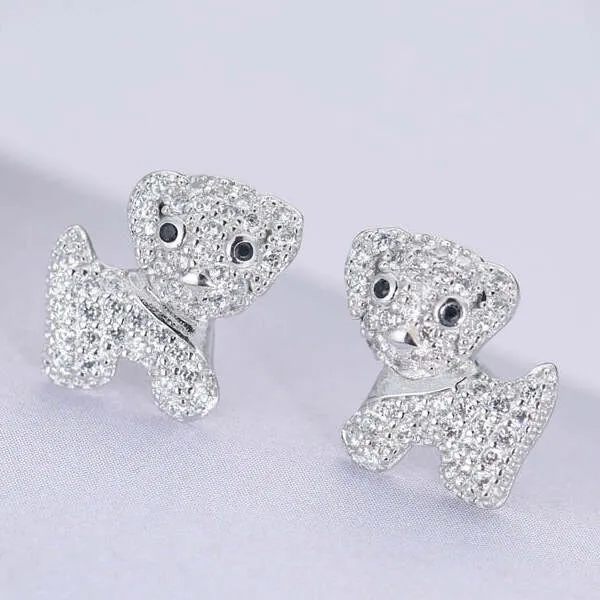Bichon Frise earrings jewelry in baby Bichon Frise stone studded design