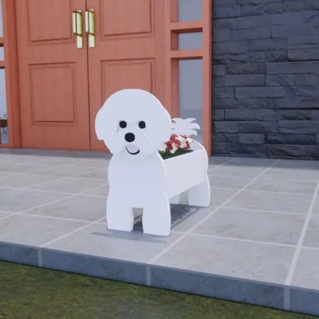 Bichon Frise planter in an adorable 3D design