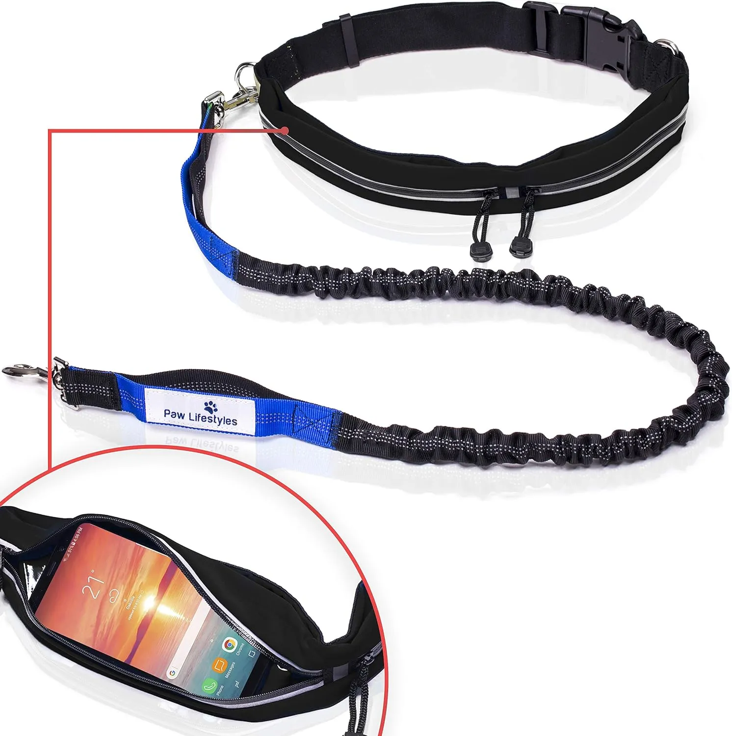 Black Hands-Free Running Dog Leash