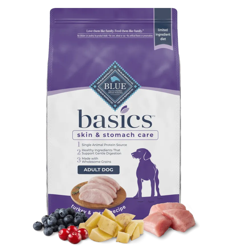 Blue Buffalo Basics Turkey Grain-Free dry dog food, a limited ingredient diet for sensitive dogs