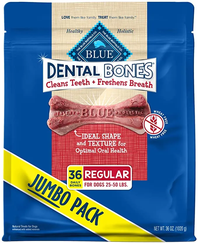 Blue Buffalo Dental Bones in a resealable bag