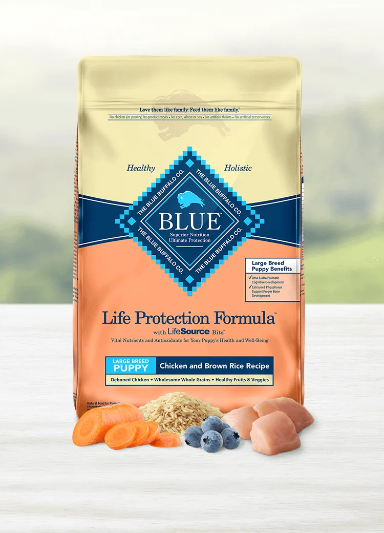 Blue Buffalo Life Protection Formula Large Breed Puppy Chicken & Brown Rice dry dog food bag