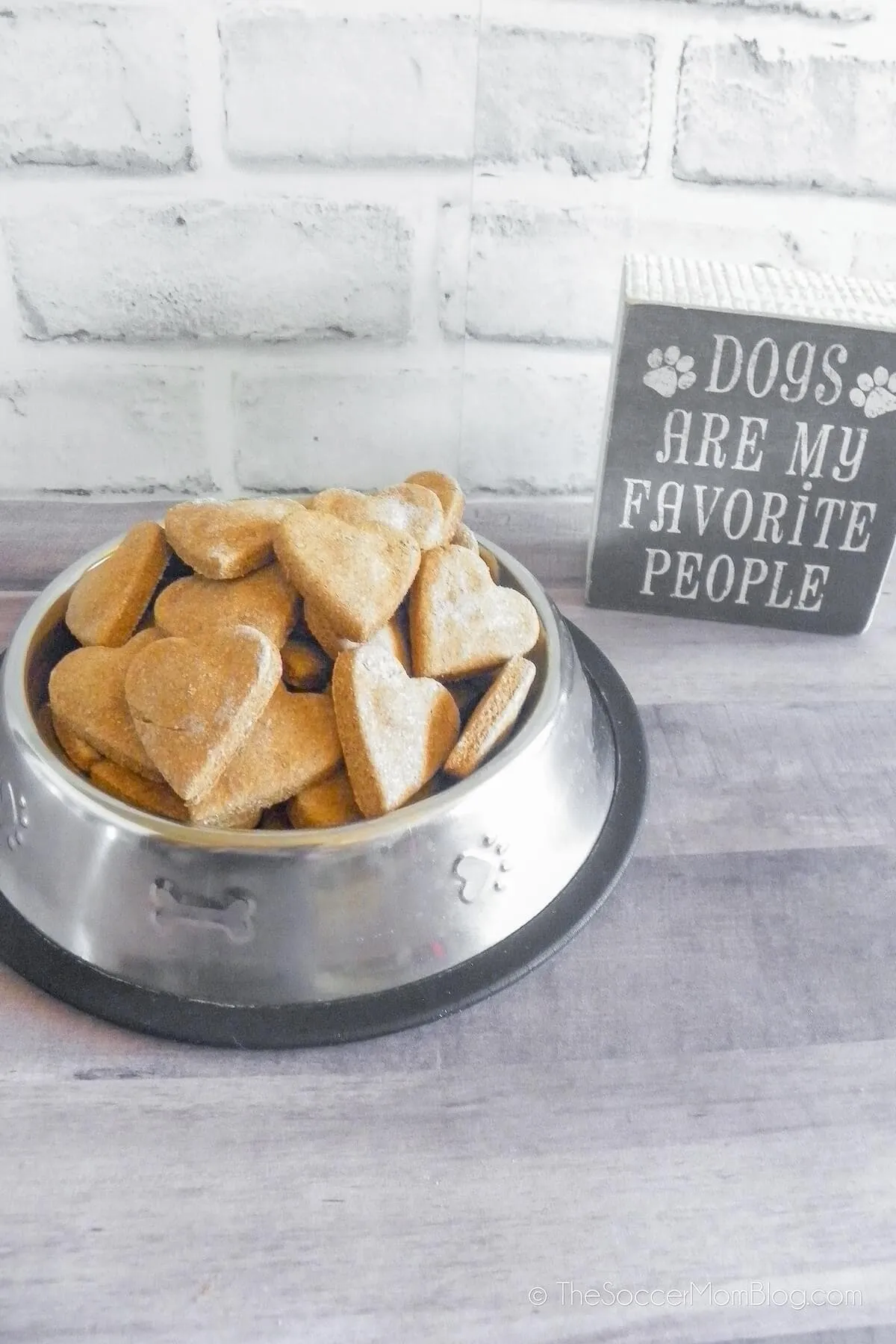 Bowl of fresh baked two-ingredient dog biscuits